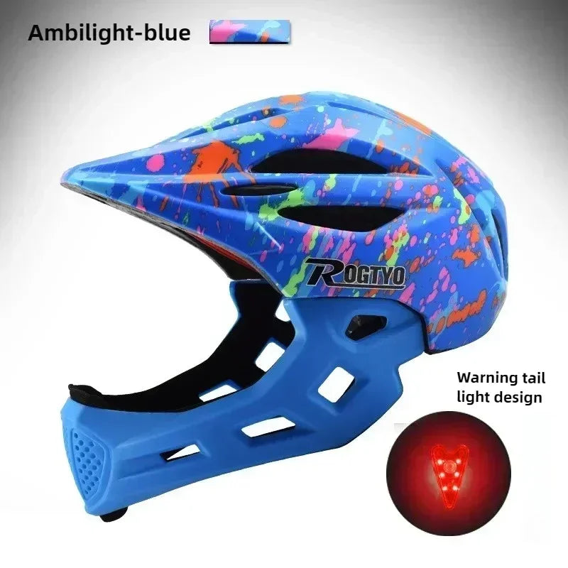 Full Face Helmet MTB Light Detachable Children Kid Bicycle Cycling Safety Balance Bike Helmet Cycling Equipment with Light