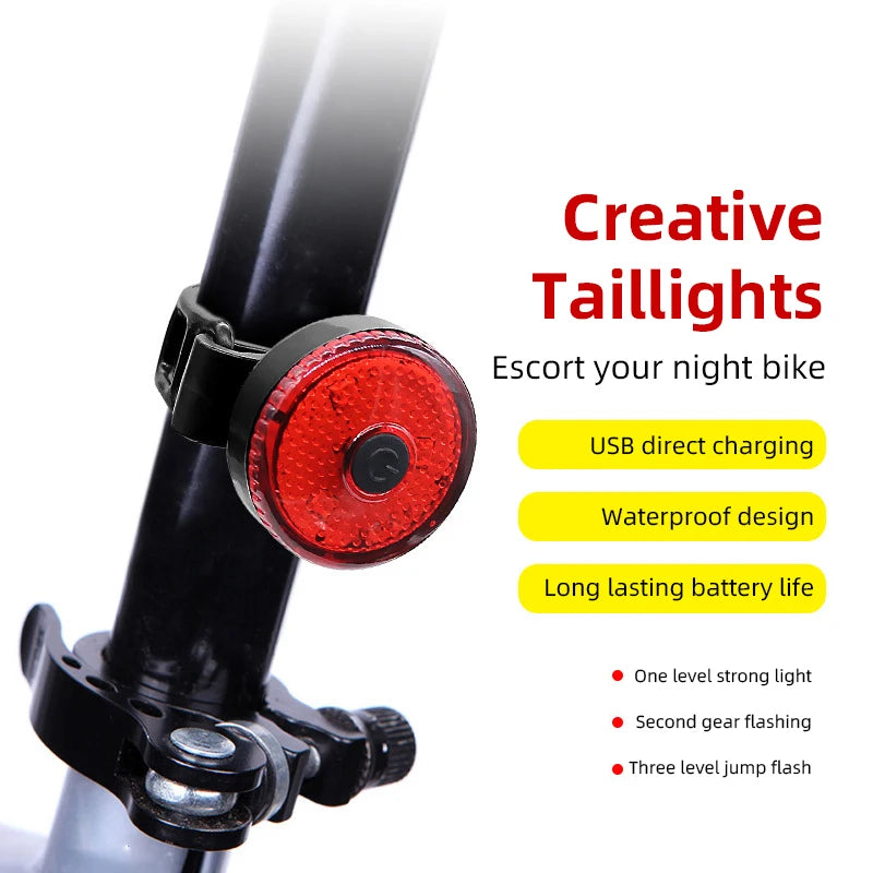 Bicycle Tail Lamp Headlight Waterproof LED Warning Light Mountain Bike Luminous Night Riding Rear Bike Lights Pet Safety Lights