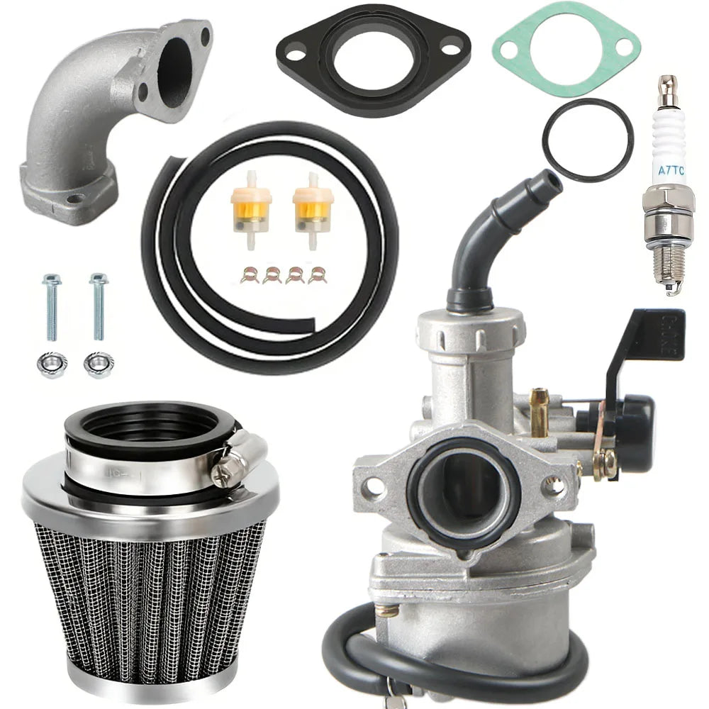 PZ22 Carburetor Kit with Air Filter, Manifold & Spark Plug for 110cc 125cc Pit Dirt Bike ATV