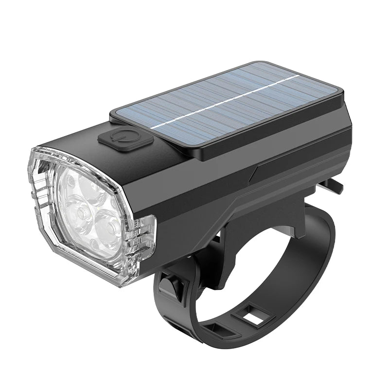 Bicycle Solar Charging Front Light Wide-Angle MTB Road Bike 3 LED Headlight Flashlight Easy to Install Cycling Accessoreis