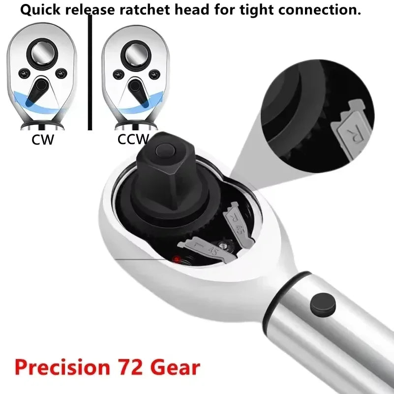 15-Piece 1/4" Torque Wrench Set 2-24Nm – Bi-Directional Hex Wrench Bicycle & Moto Repair Tools