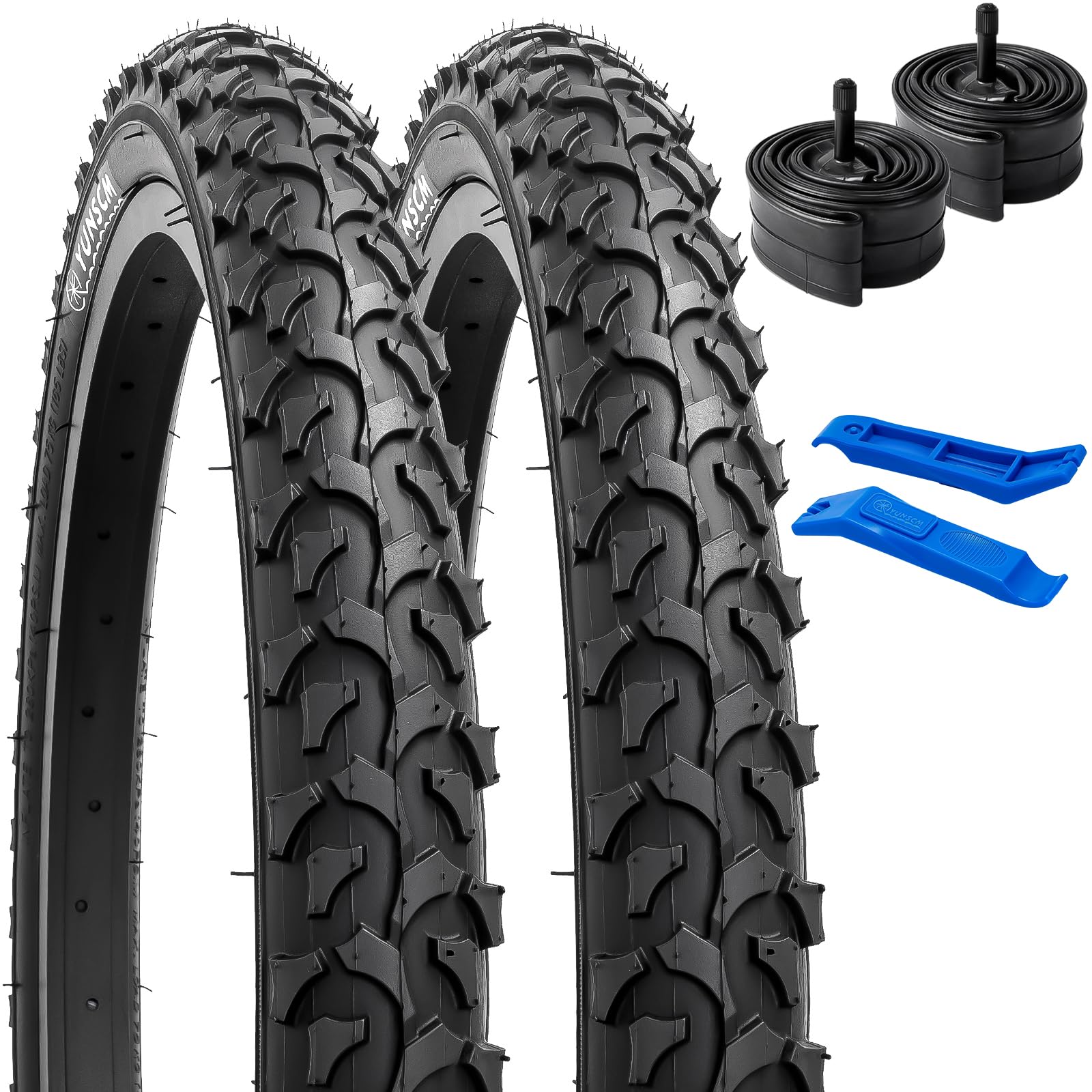 YUNSCM 2-PCS 20" Bike Tires 20 x1.95/53-406 and 20" Bike Tubes Schrader Valve Compatible with Mountain/Off Road Bike 20x1.90 20x1.95 20x2.0 Bicycle Tires and Tubes (Y-906)