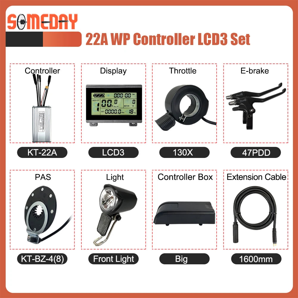 KT Ebike 22A 9 Mosfets Controller 36V 48V 500W 750W With LCD LED Display Ebike Parts Accessies For Electric Bike Conversion Kit