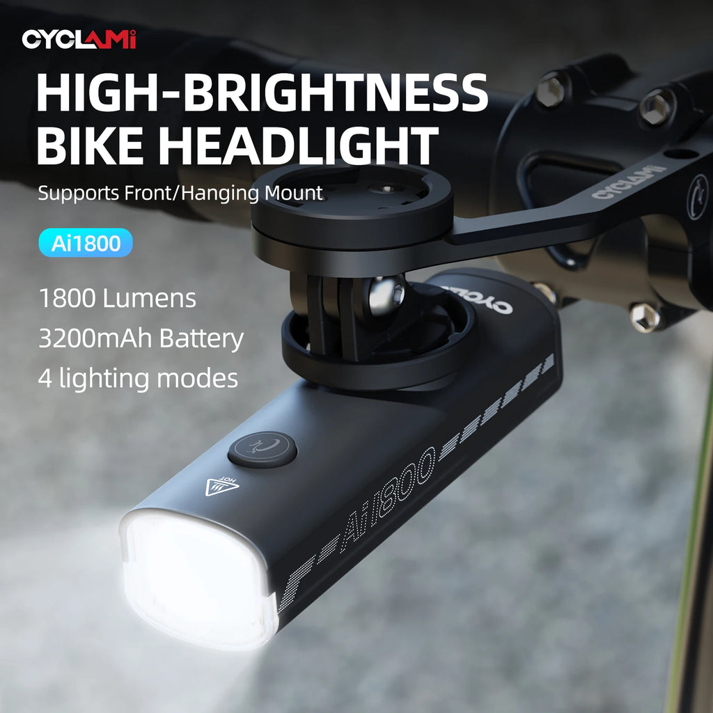CYCLAMI 1200/1800 Lumen Bicycle Headlight Ultra-lightweight Hanging Front Light Lamp Aluminum Alloy MTB Road Bike AI1200 AI1800