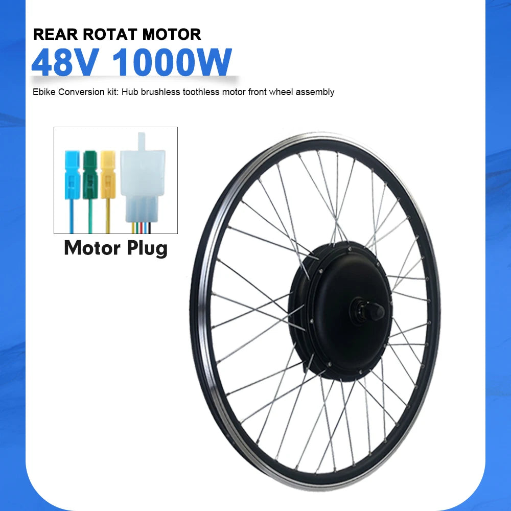48V 1000W Electric Bicycle Conversion Kit 20-29inch dropout 100mm Front Brushless hub motor Wheel with kt display for E-Bike Kit