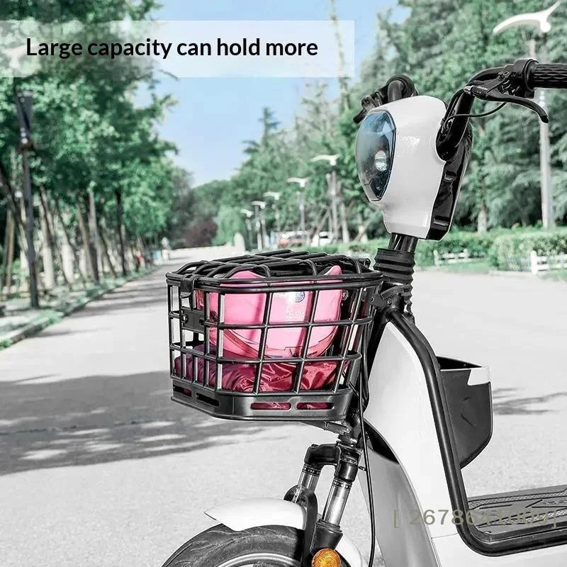 ⚑Black Bike Front Basket Detachable Hollow Bicycle Storage Basket With Lid Plastic Storage Bag For Electric Bike/Bicycle