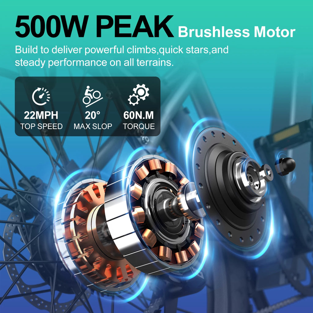 Electric Mountain Bike, 500W Hybrid Power, Full Suspension, Pedal Assist, Removable Battery, Local Delivery, Ideal Gift, cross country biking, outdoor trail adventures