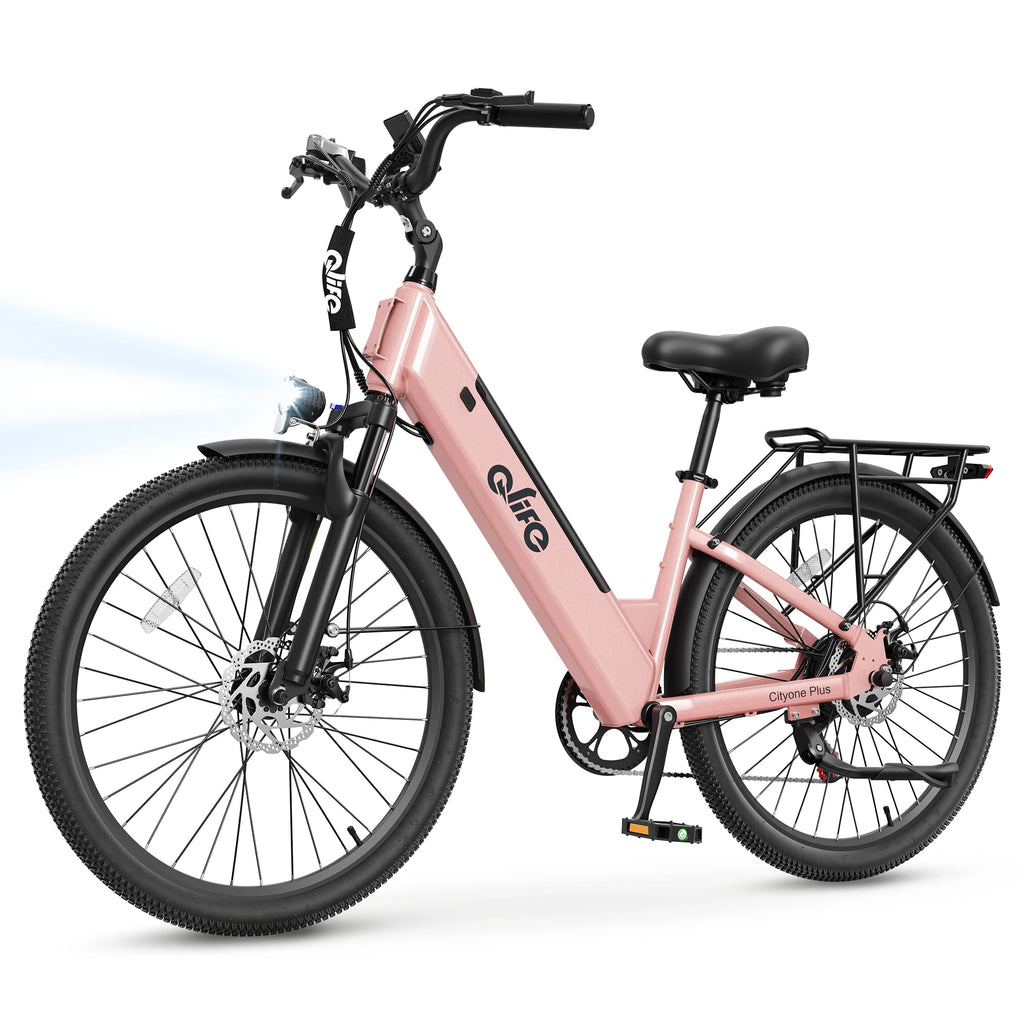 Qlife Cityone Plus St Electric Bike for Adult, Peak 1500W Motor 48V 15Ah Battery, 28MPH 80 Miles, 26“ Step-Thru Electric Bicycle, 7-Speed Commute E-Bike