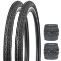 WEEROCK 26 x 1.75 Inch Bike Two Pack Bicycle Black Tires Folding Bead Tires Compatible with 26 Inch City Bike Lady Bicycle Cruiser Bikes Black