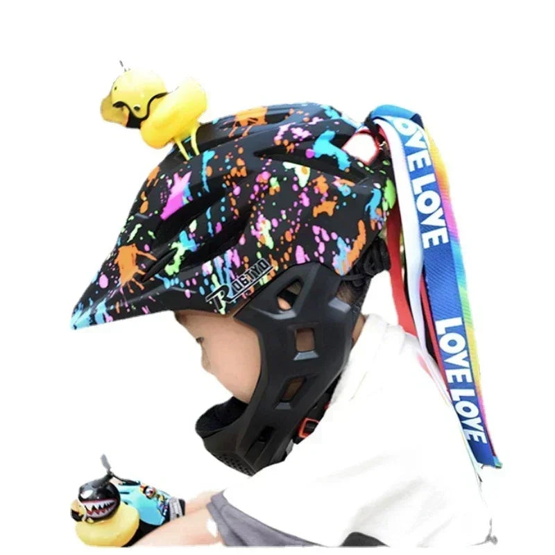 Full Face Helmet MTB Light Detachable Children Kid Bicycle Cycling Safety Balance Bike Helmet Cycling Equipment with Light