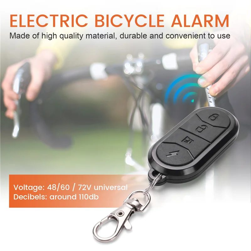 Y45A-Ebike Alarm System Dual Remote Control 36V 48V 60V 72V Alarm Accessories Universal Waterproof Electric Bike Replacement