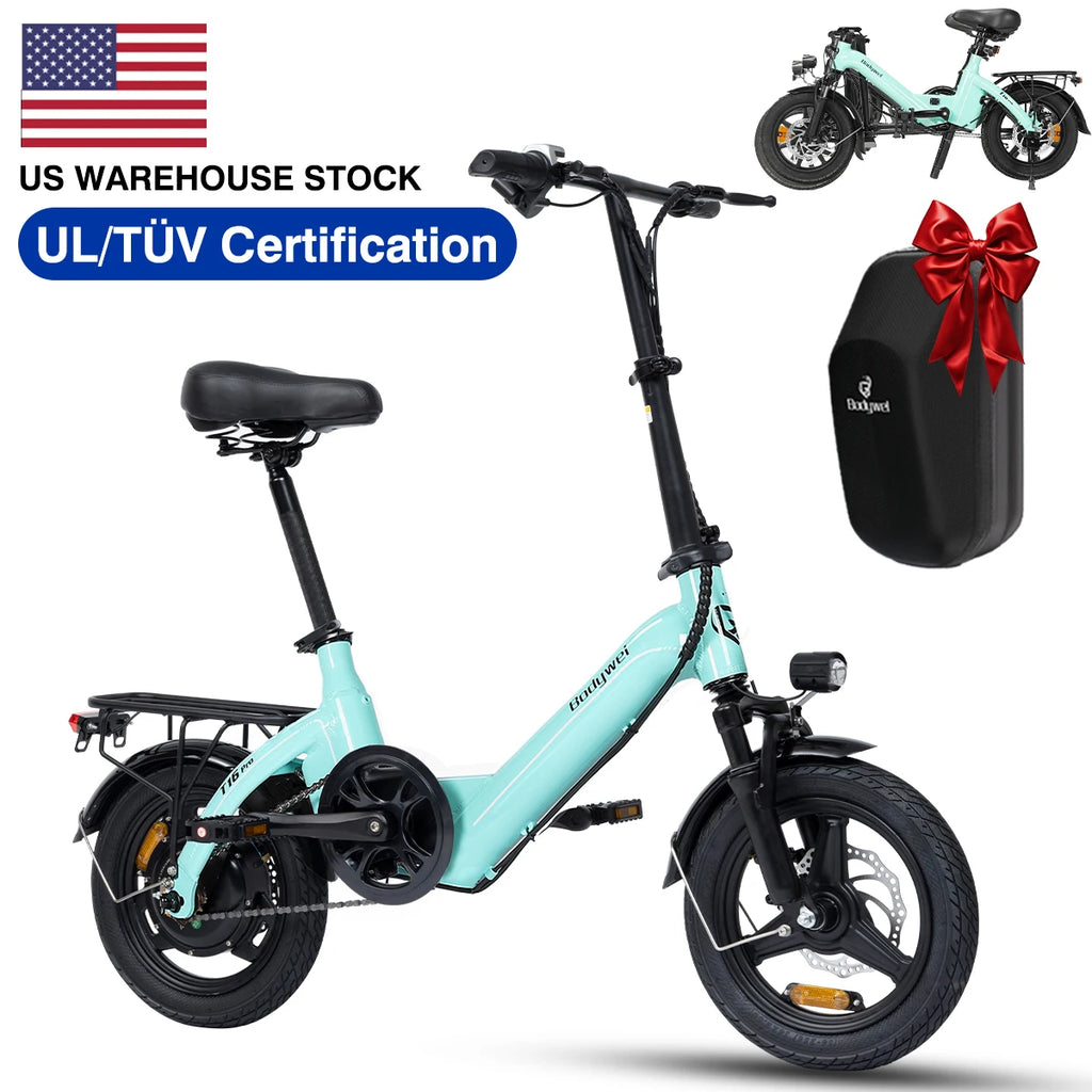Bodywel T16Pro 14' Folding Electric Bike 36V 10.4Ah Battery UL Certified Commuter Ebike for Adults Mini Electric Bicycle