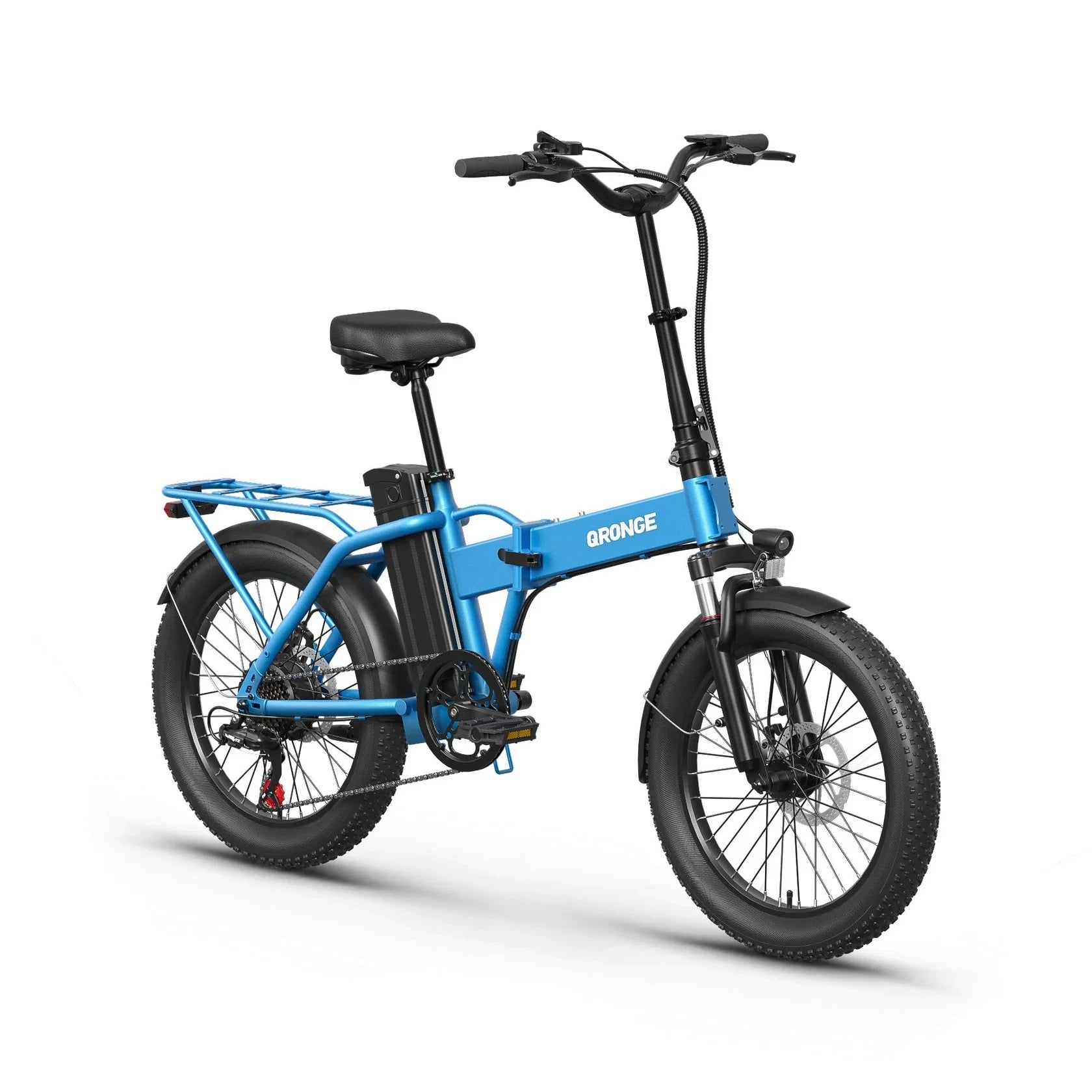 QRONGE Waterfall Folding Electric Bicycle 1000W Peak 48V 13.5AH 20' Fat Tire Electric Bike 70 Max Miles E-bike Commute 28MPH Max