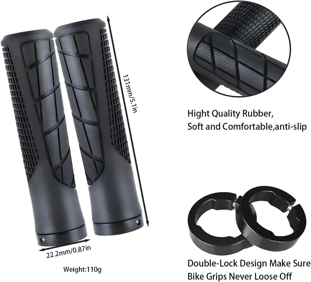 Bike Handlebar Grips Aluminum Single Lock Made of High-Density Rubber Suitable for BMX Mountain Bikes Beach Cruisers Scooters