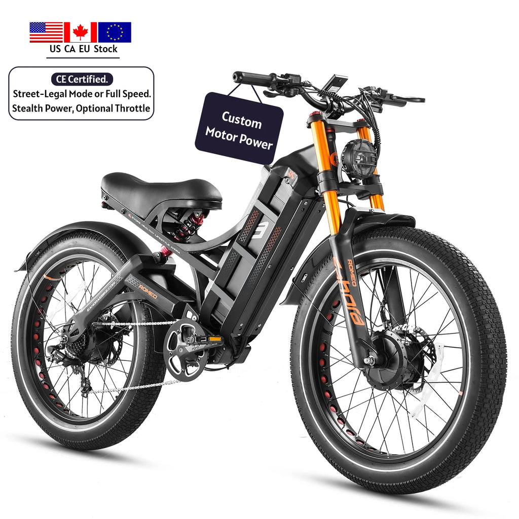 JYF Eahora Dual Motor 52V Lithium Battery Steel Frame Electric City Commuter Bike 250W Rear Pedal Fender City Transportation