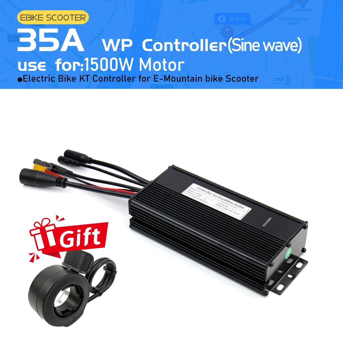 Electric Bike KT Controller 36V 48V14A26A30A35A Waterproof Brushless Motor 250W- 1500W 1T5 3pin E-brake for E-bike Scooter Parts
