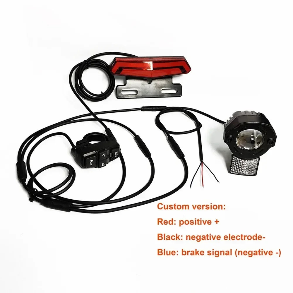 Soverup Electric Bicycle Headlight Tail Light Set Waterproof Line E-bike Front And Rear Lamp Kit Ebike Parts For Bafang BBS01 BB