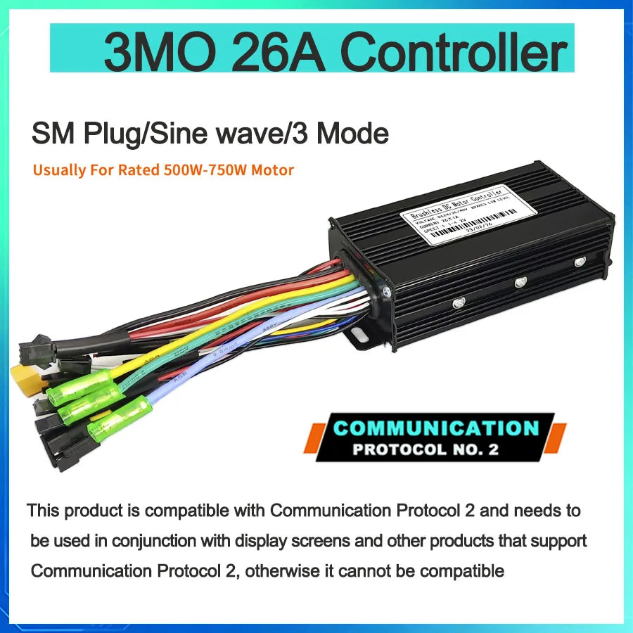 Ebike With Learning Function 17A26A30A35A 40A 45A 60A 80A Sine Wave 36V-72V Controller Three Mode Controller of Electric Bicycle