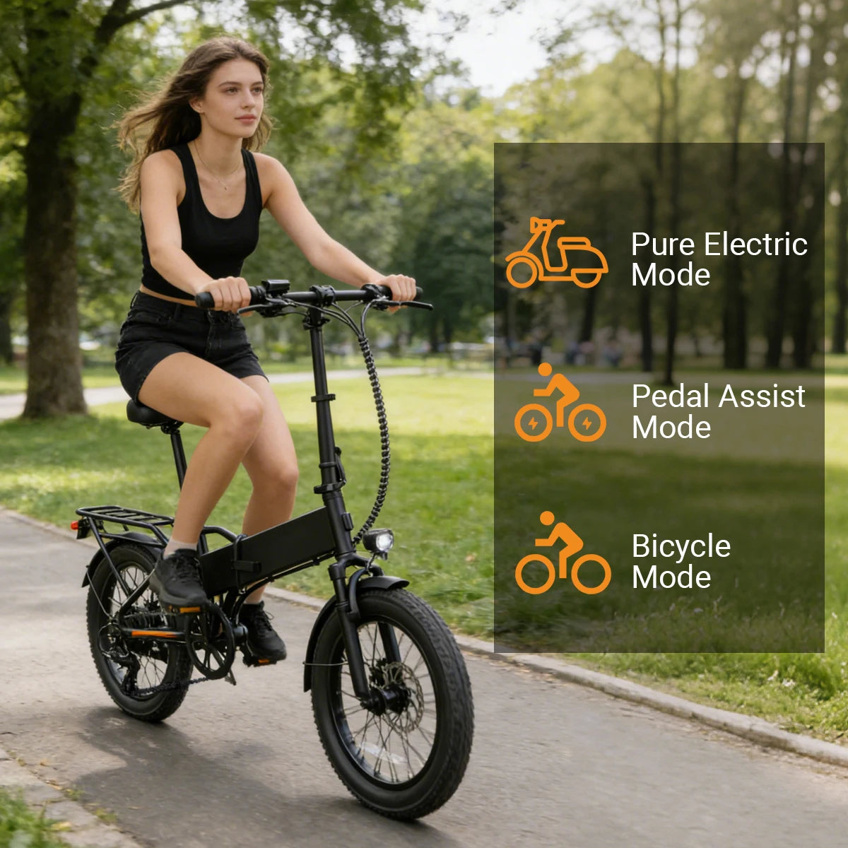 【1 Year Warranty】DYU A20 Electric Bike 28MPH Speed 20*3.0 Tire 48V10.4AH Battery Foldable 1200W Peak Motor Urban Commuter Ebike