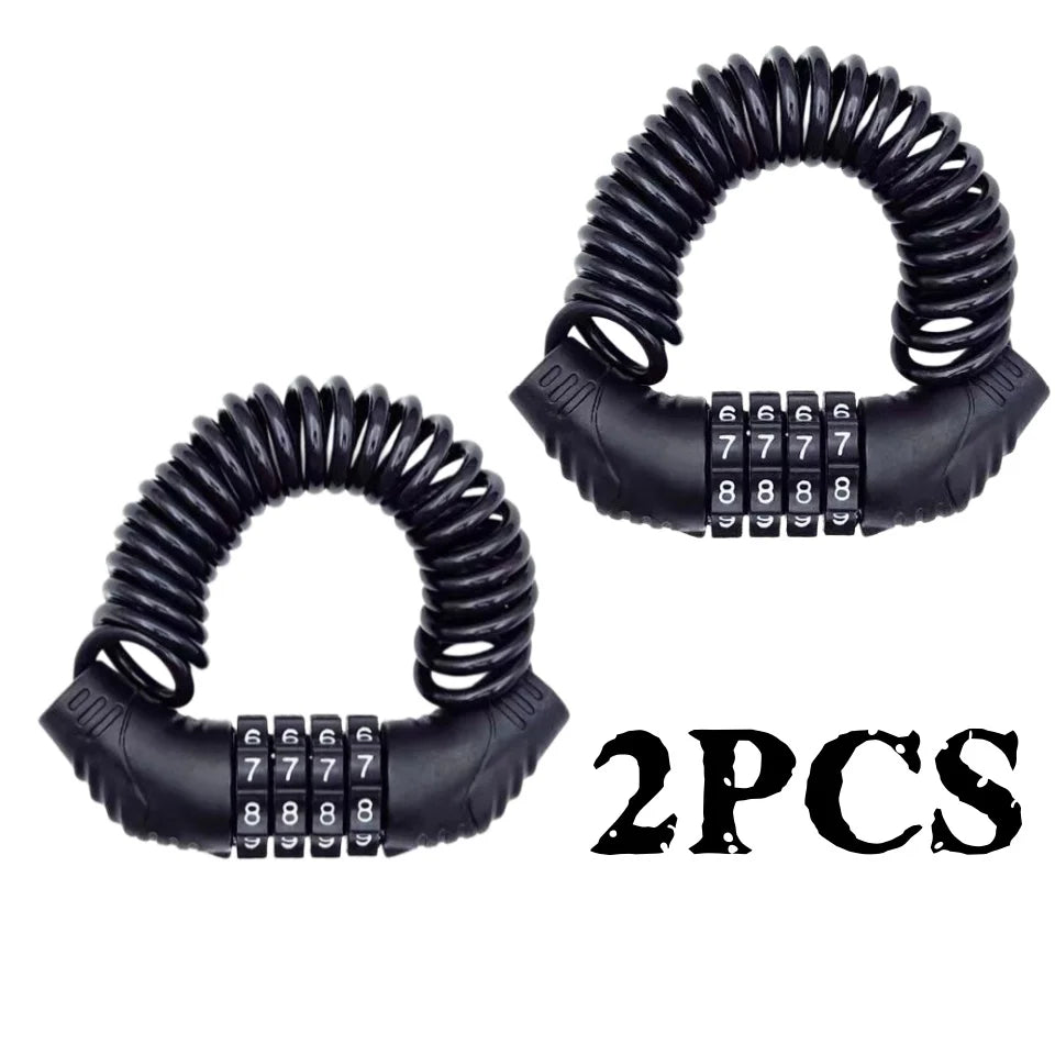 4 Digit Password Cable Lock 59 Inch General Retractable Anti Theft Helmet Bike Scooter Stroller Luggage Outdoor Safety Accessory