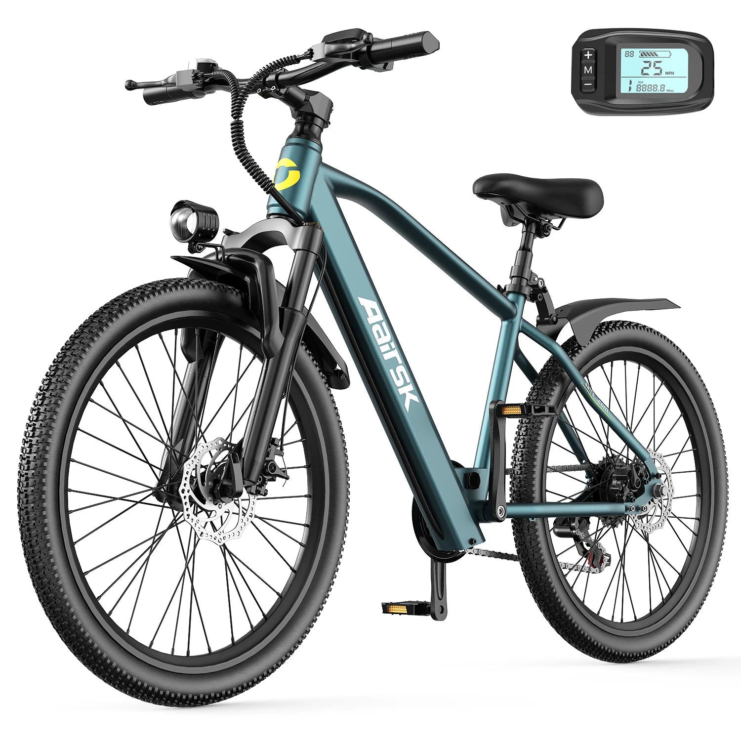 GT300 24 Inch Electric Mountain Bike for Adults, 400W(Peak 748W) Brushless Motor Ebike, 36V 10Ah Removable Lithium Battery, Shimano 7-Speed Gears, 22MPH Electric Bicycle for Urban Daily Commuting Short Trips