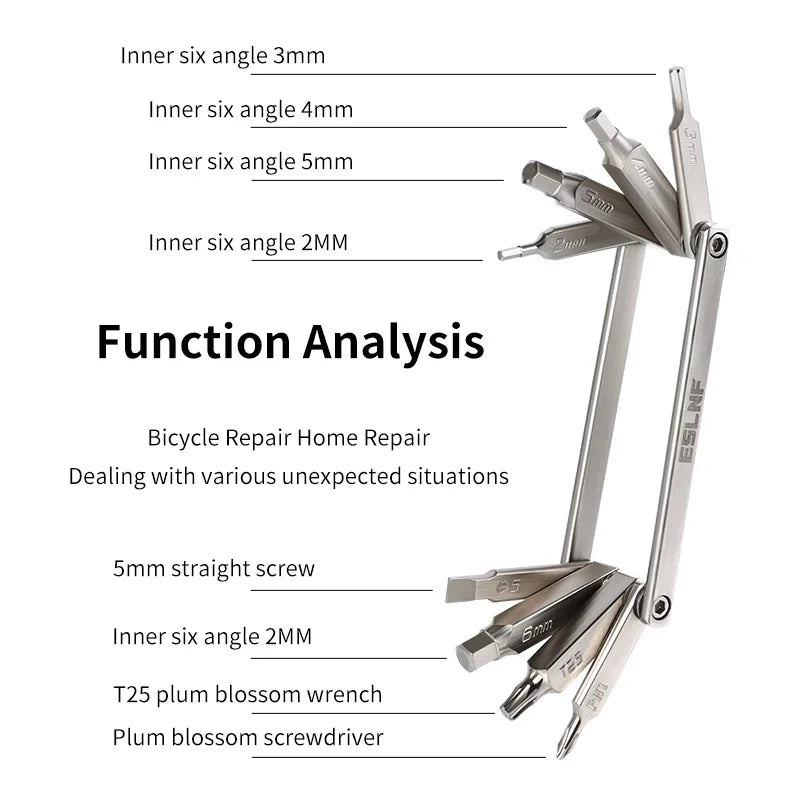 ESLNF 8 in 1 Bicycle Tool Set Portable CR-V Steel Bike Multifunction Repair Kit Hex Wrench Bicycle Repair Tool Kits