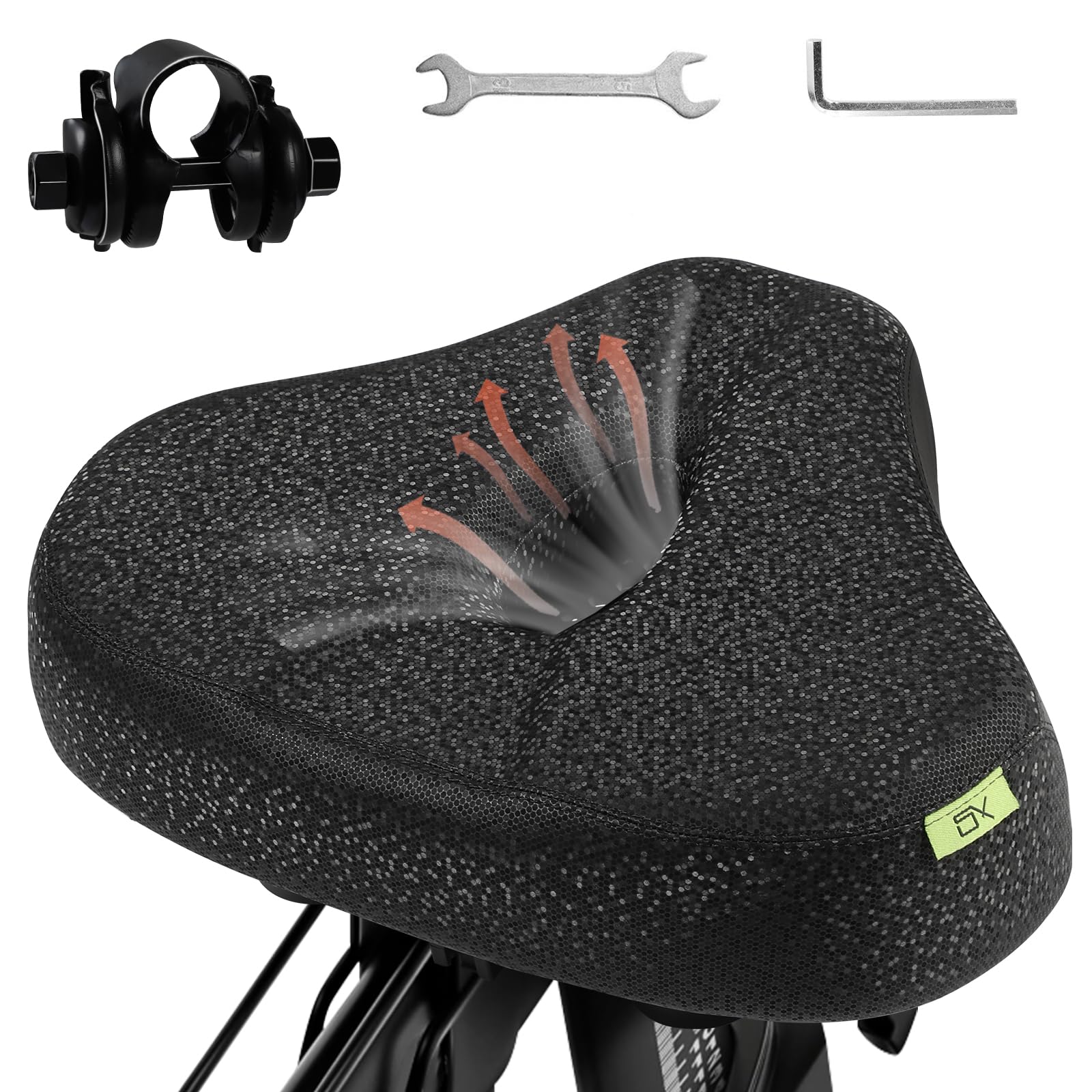 Comfort Oversize Bike Seat for Men Women Wide Noseless Bicycle Seat Cushion Waterproof Memory Foam Bike Saddle Suitable Softness for Peloton Exercise BMX Mountain Road City Bikes and EBikes