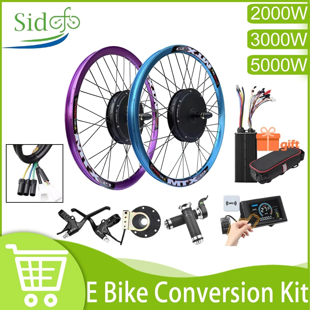 New Upgrade Ebike Conversion Kit MTX39 Electric Bike Motor Wheel 72V 5000W Rear Brushless Non-gear Hub Motor Wheel 3000W 2000W