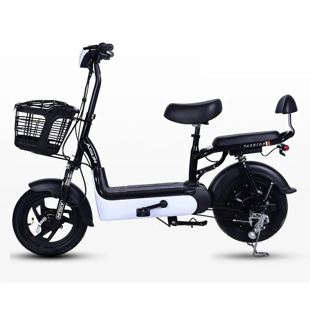 2024 Cheap Electric Bicycle 350W 48V Step Through 14 Inch Electric Cycle Electric Bike Scooter With Pedal