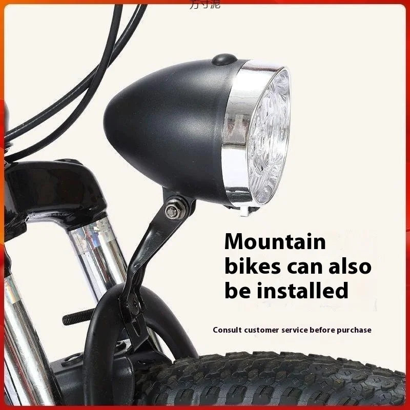 1set Retro Bicycle Headlight 3 Light Modes Front Light Type-C Charging Vintage Classic Bikes HeadLamp Cycling Accessories