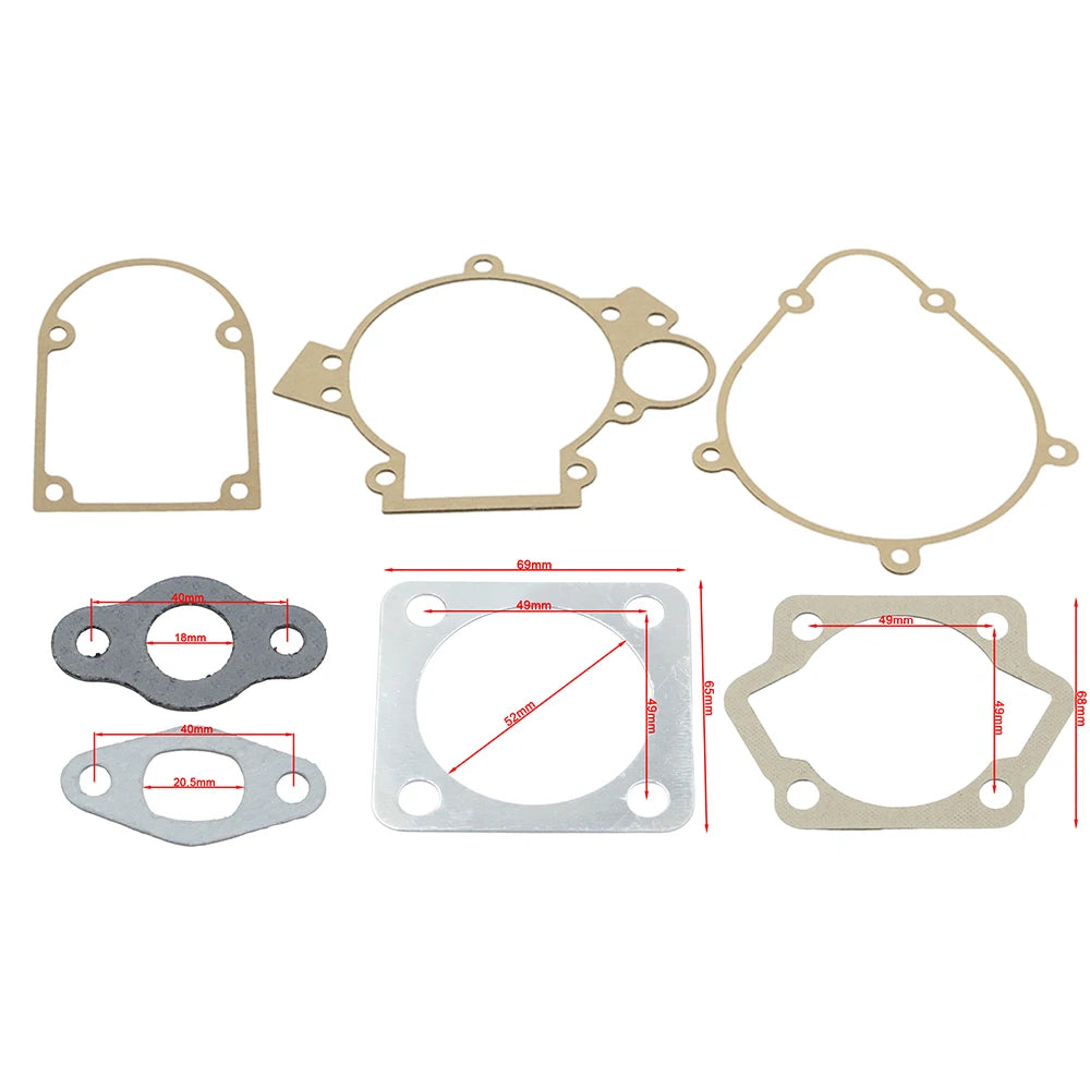 Gasket Kit For 2 Stroke 49cc 50cc 60cc 66cc 80cc 100cc Motorized Motorised Bicycle Push Bike Cylinder Crankcase Engine Motor