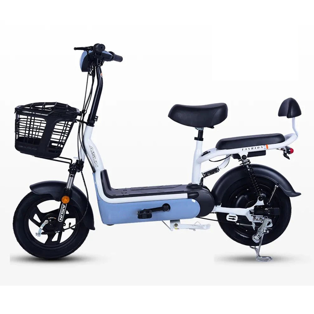 2024 Cheap Electric Bicycle 350W 48V Step Through 14 Inch Electric Cycle Electric Bike Scooter With Pedal