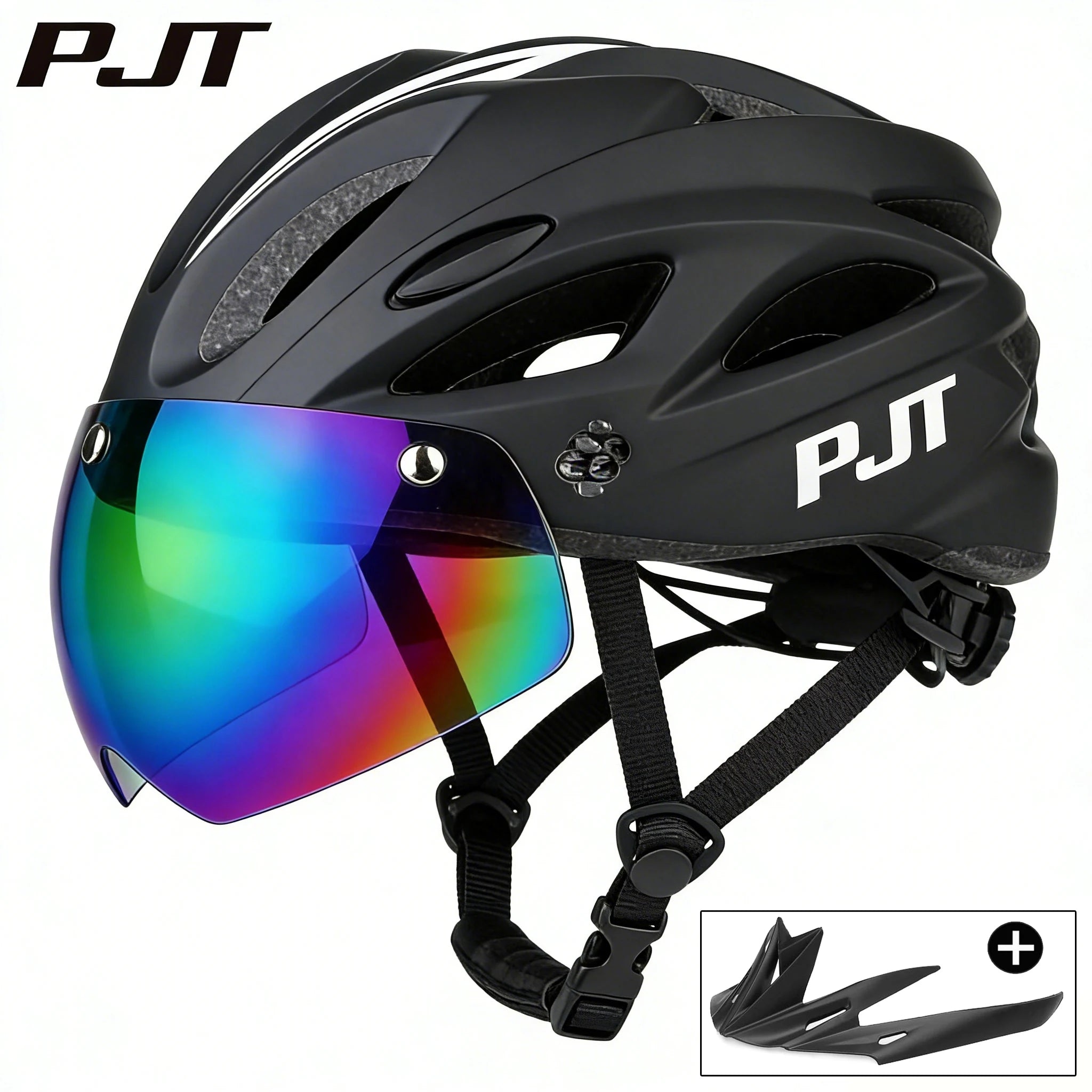 PJT Bicycle Helmet 4 In 1 With Magnetic Attraction Goggle Len /Sun Visor Safety Helmet Adult Bike Helmet Road MTB Cycling Helmet