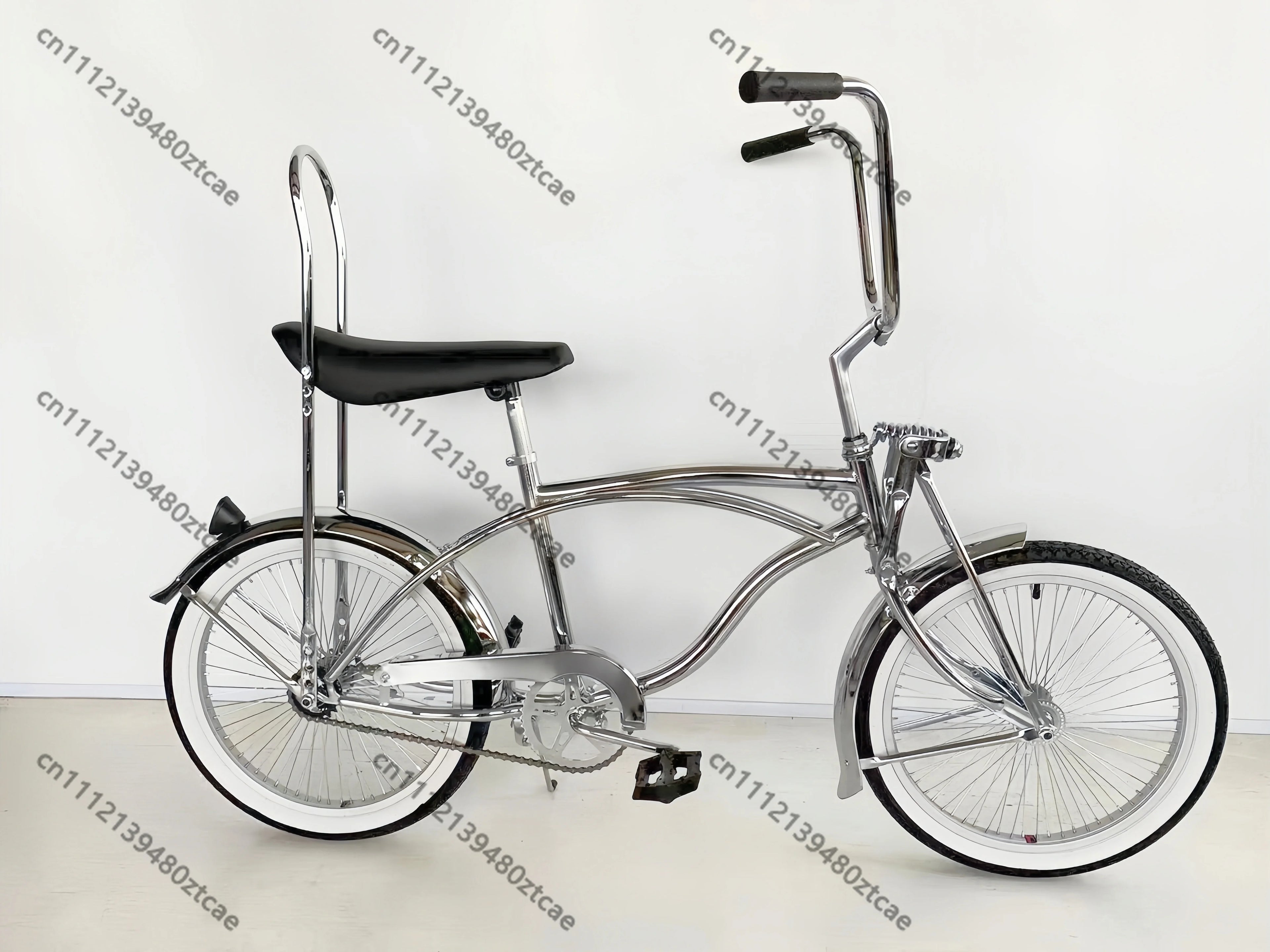 20 Inch Silver Retro Lowrider Cruiser Bicycle – Stylish Outdoor Leisure Riding Cycle