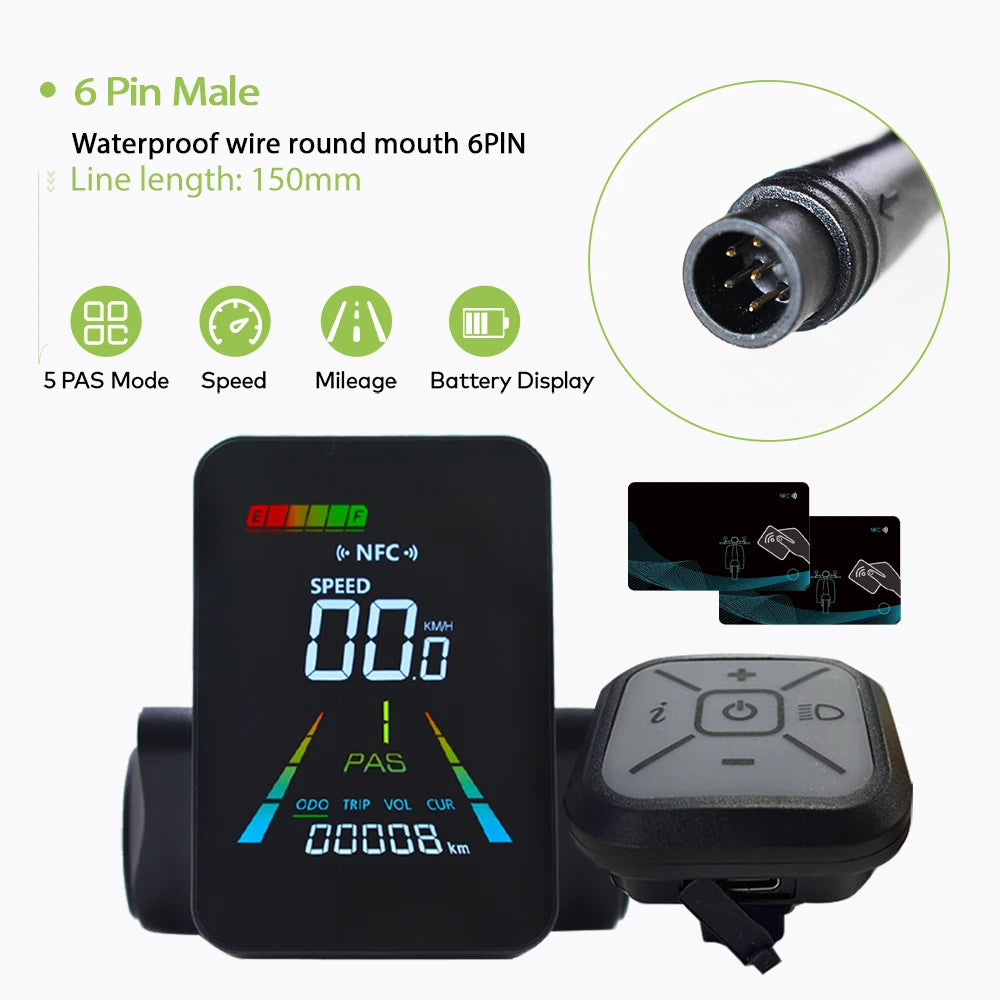 F3【UART2】Turn On The NFC Fatbike Screen E Bike LCD Display Electric Scooter Speedometer Cycling Accessories Bicycle Computer