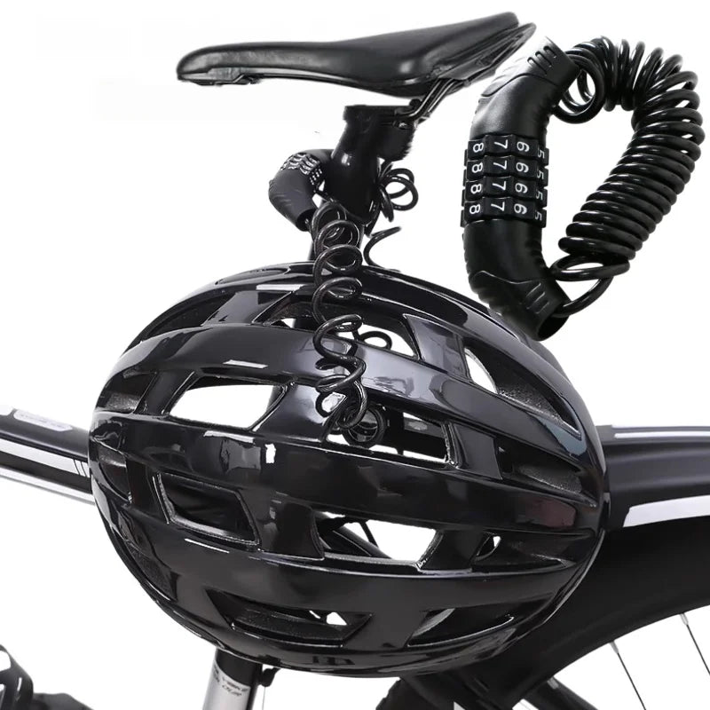 4 Digit Password Cable Lock 59 Inch General Retractable Anti Theft Helmet Bike Scooter Stroller Luggage Outdoor Safety Accessory