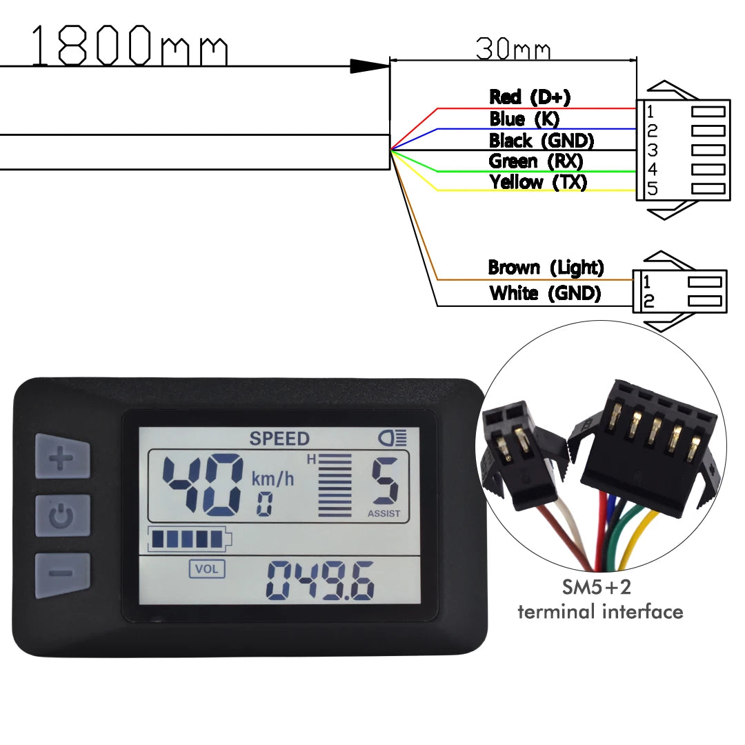 UART2 Electric Bicycle Display LCD LED Display 24V/36V/48V/60V/72V  E Scooter LCD Panel Color Screen for Electric Bike Kit Parts