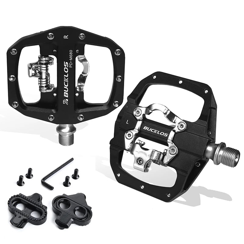 BUCKLOS Mtb Pedals for Bicycle Dual Function Mountain Bike Pedal Platform Clip Flat Pedals for SPD System MTB Bicycle Bike Part