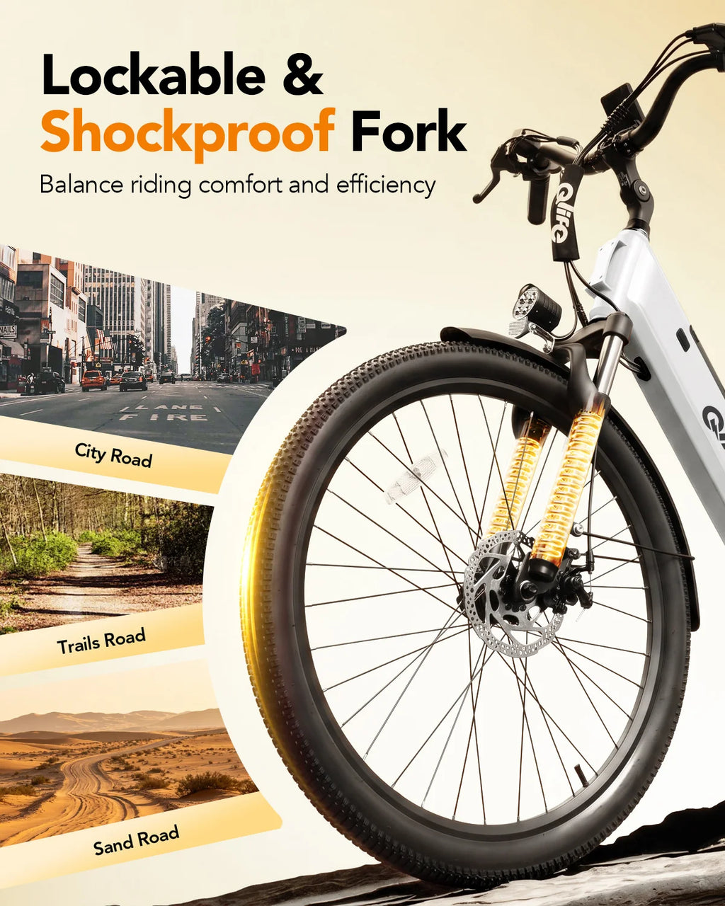 Qlife Cityone Plus St Electric Bike for Adult, Peak 1500W Motor 48V 15Ah Battery, 28MPH 80 Miles, 26“ Step-Thru Electric Bicycle, 7-Speed Commute E-Bike