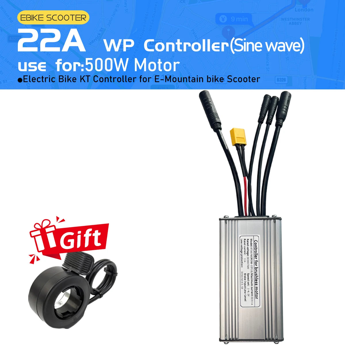 Electric Bike KT Controller 36V 48V14A26A30A35A Waterproof Brushless Motor 250W- 1500W 1T5 3pin E-brake for E-bike Scooter Parts