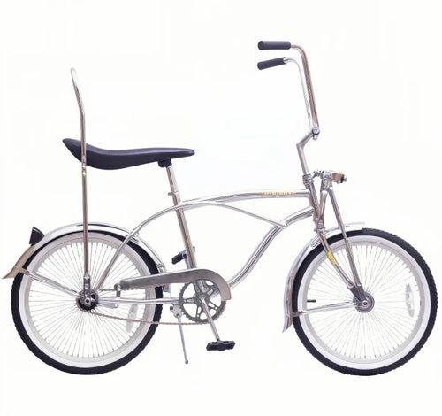 20 Inch Silver Retro Lowrider Cruiser Bicycle – Stylish Outdoor Leisure Riding Cycle