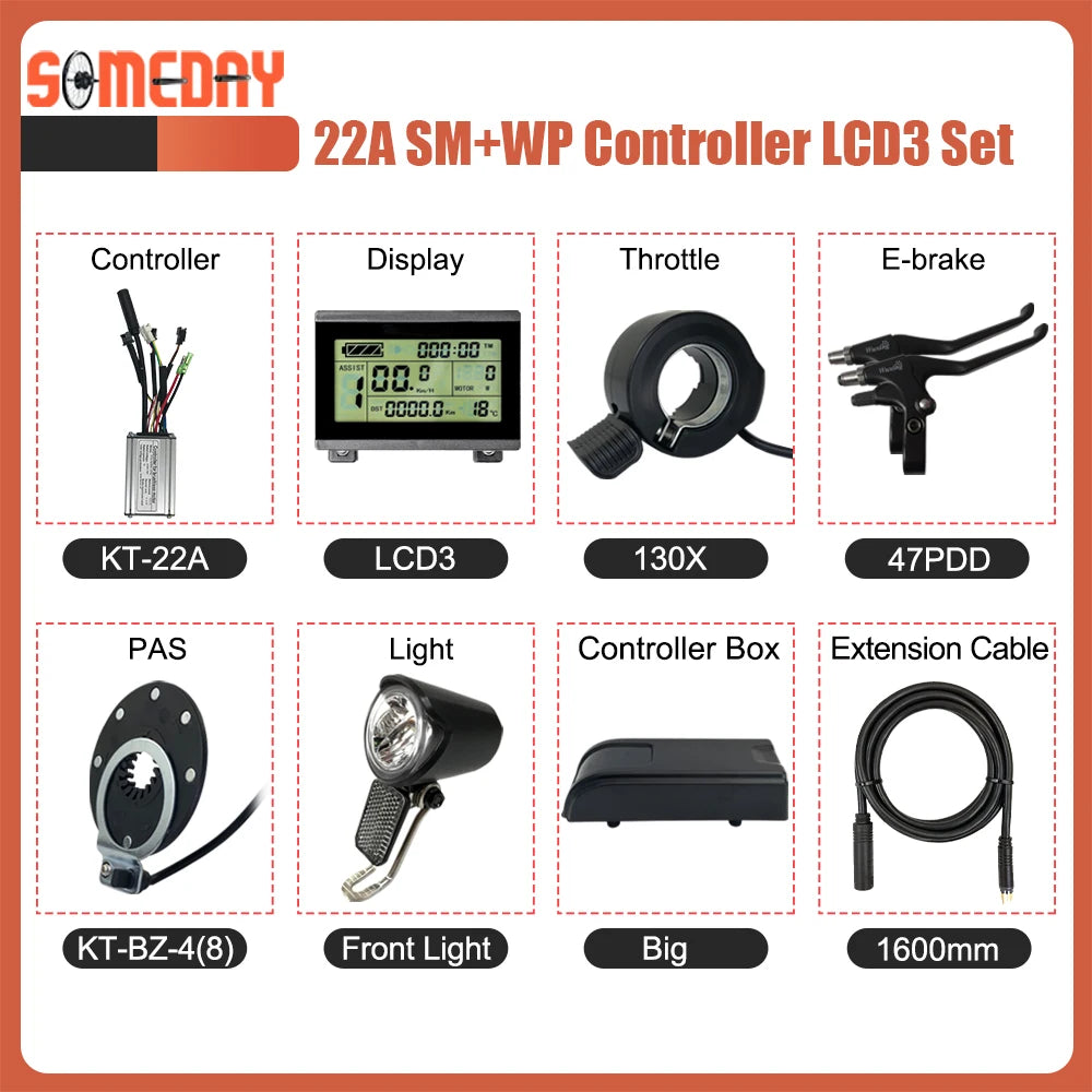 KT Ebike 22A 9 Mosfets Controller 36V 48V 500W 750W With LCD LED Display Ebike Parts Accessies For Electric Bike Conversion Kit