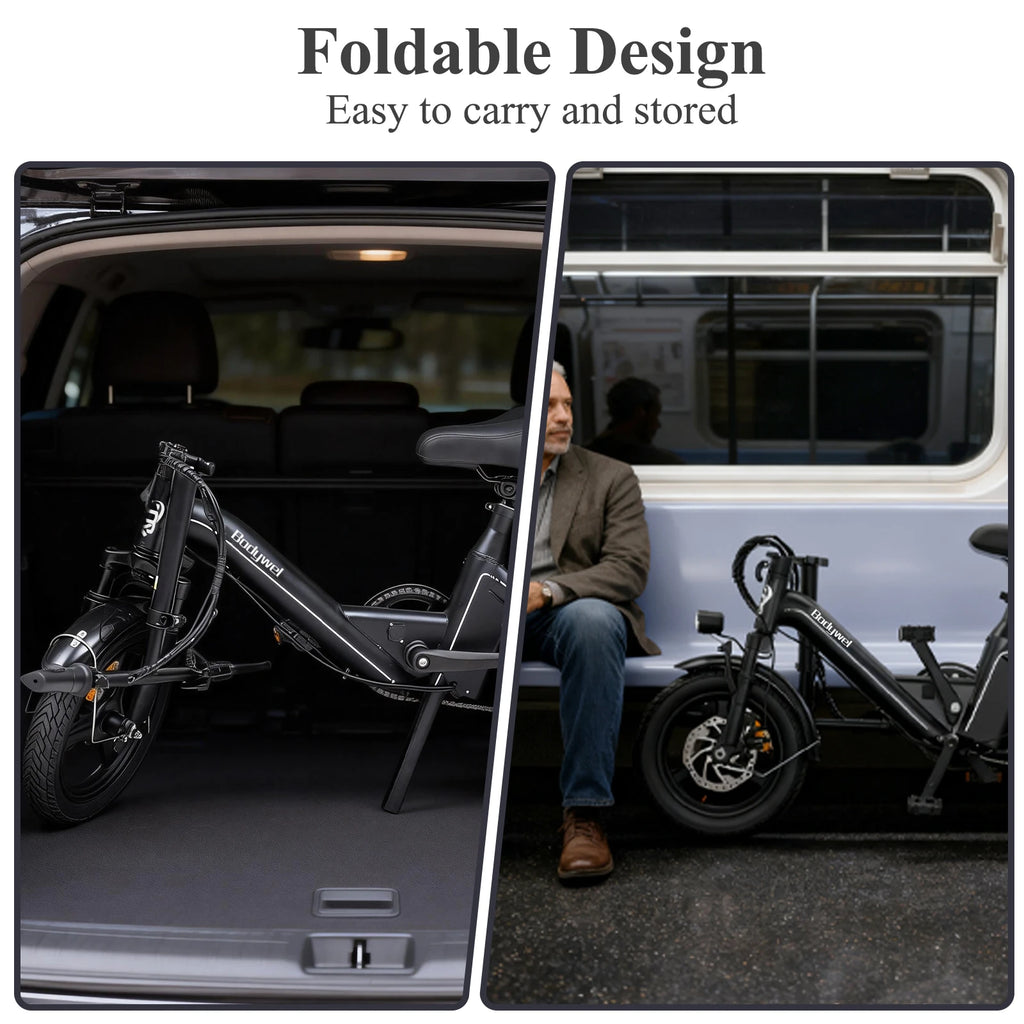Bodywel T16Pro 14' Folding Electric Bike 36V 10.4Ah Battery UL Certified Commuter Ebike for Adults Mini Electric Bicycle