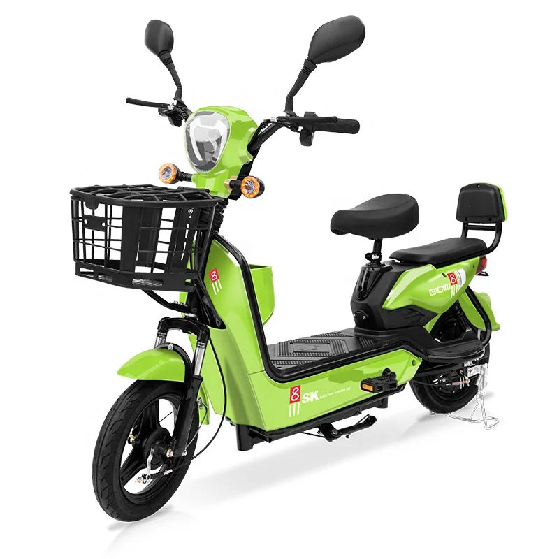 YTYIN 350W Electric City Bike Steel Frame Smart Electronic 48V Ebike Factory Outlet Two Seats Scooter 14-Inch Cheap Electric Bic