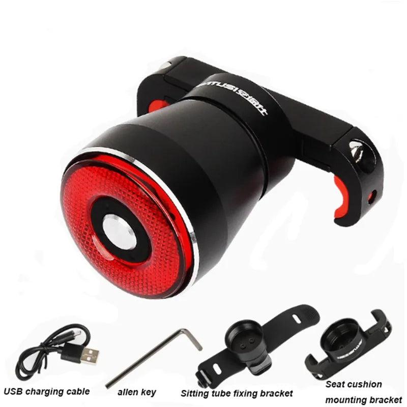Q5 Bicycle Smart Brake Sensing Tail Light Bike Saddle Rear Light Waterproof Lamp LED USB Charging Cycling Taillight Accessories