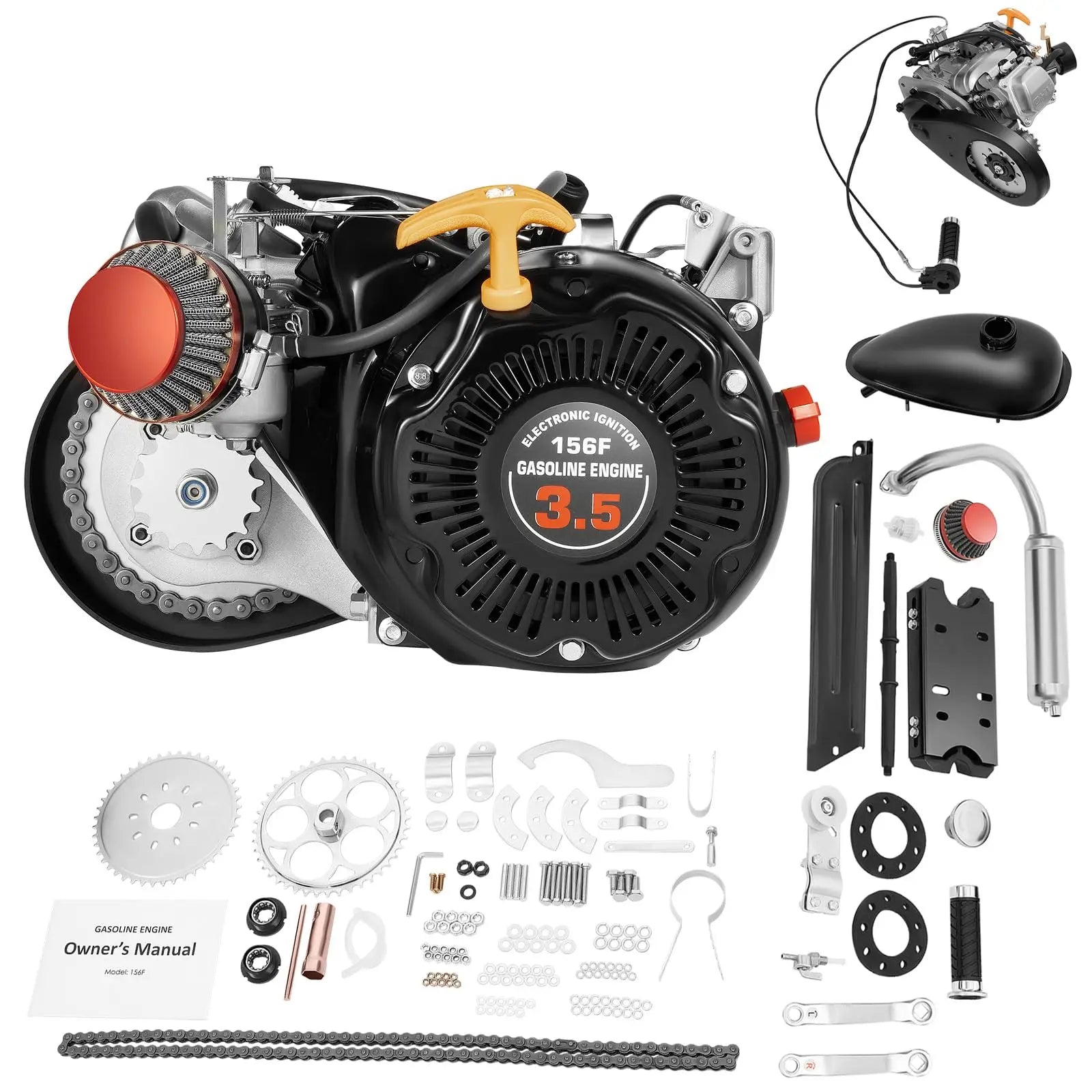 NEW 100CC Motorized Bicycle Kit Bike Engine Kit Single Cylinder 4-Stroke Gas Petrol Motorized Bike Engine Scooter