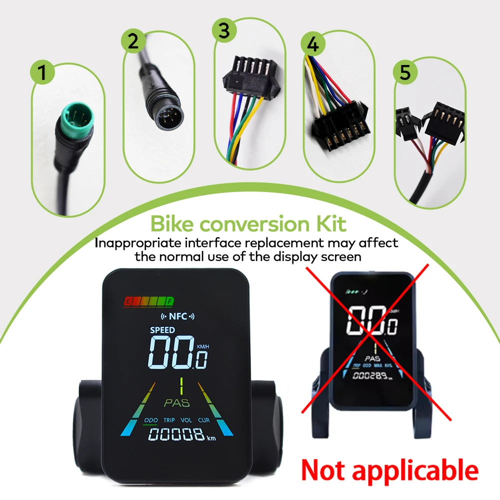 F3【UART2】Turn On The NFC Fatbike Screen E Bike LCD Display Electric Scooter Speedometer Cycling Accessories Bicycle Computer