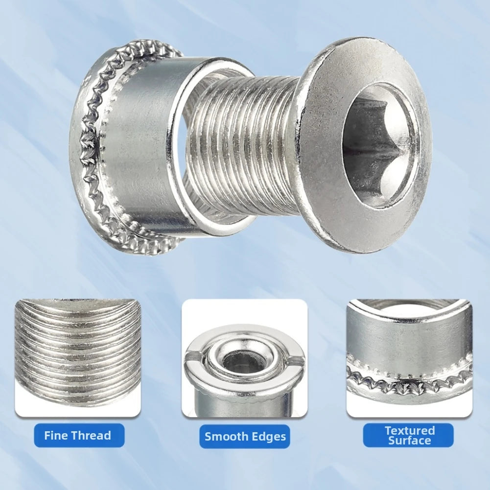 4Pcs Steel Bicycle Chainring Bolts CNC Machined Single Crank Plate Nuts Silver 4.9mm For Single Speed Chainrings Bicycle Parts