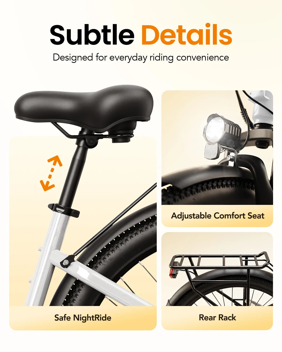 Qlife Cityone Plus St Electric Bike for Adult, Peak 1500W Motor 48V 15Ah Battery, 28MPH 80 Miles, 26“ Step-Thru Electric Bicycle, 7-Speed Commute E-Bike