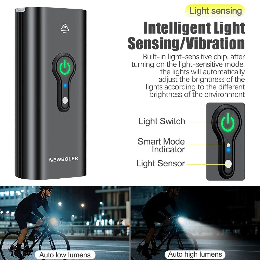 NEWBOLER 10000mAh Smart Bicycle Light Front 10000LM Bike Light Waterproof USB Charging MTB Road Cycling Lamp Bike Accessories